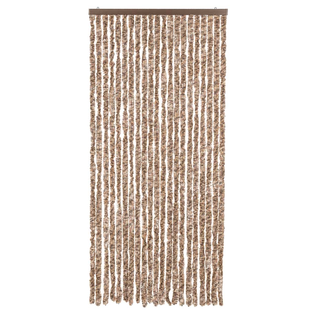 Cortina anti-insetos 90x220 cm chenille bege e castanho-escuro