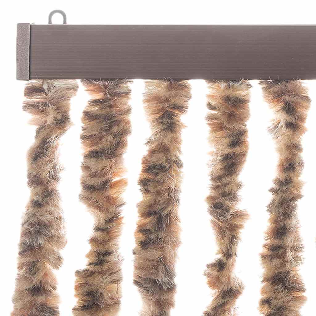 Cortina anti-insetos 90x220 cm chenille bege e castanho-escuro