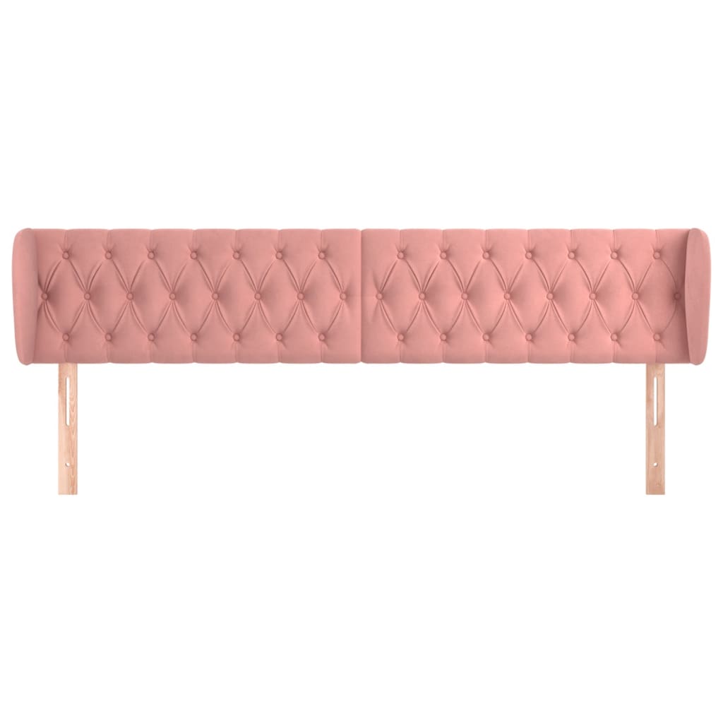 Cabeceira de cama c/ abas veludo 183x23x78/88 cm rosa