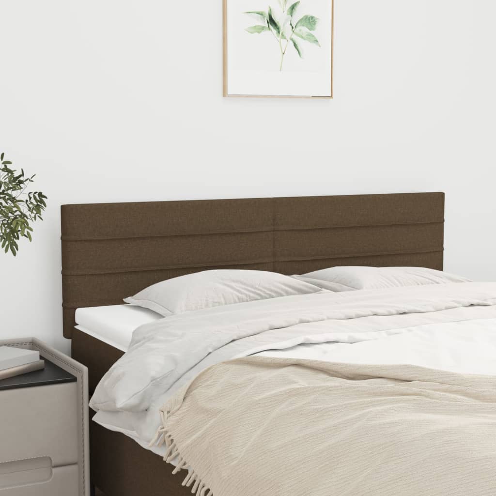 Cabeceiras castanho-escuro 144x5x78/88 cm tecido