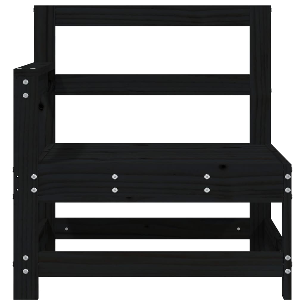 Sofás de canto para jardim 2 pcs madeira de pinho maciça preto