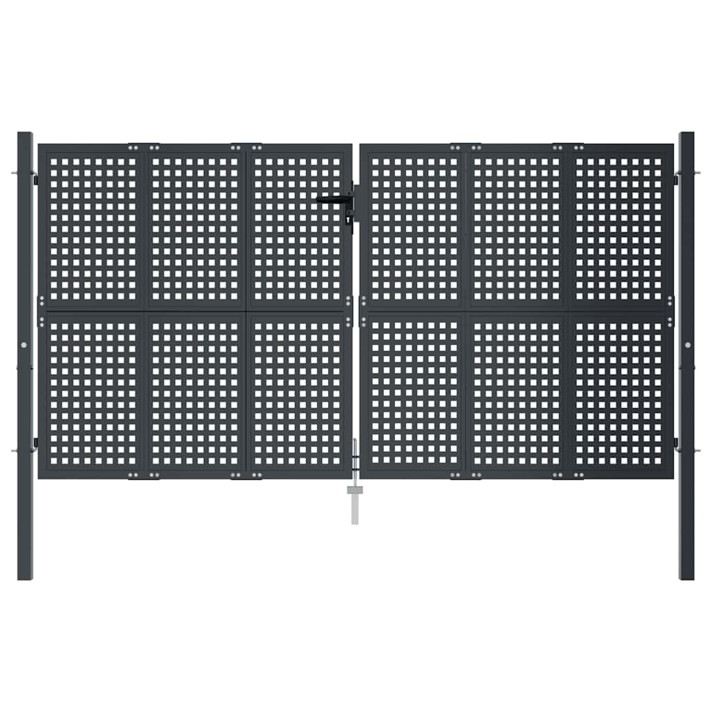 Portão de jardim em aço antracite 300x125 cm