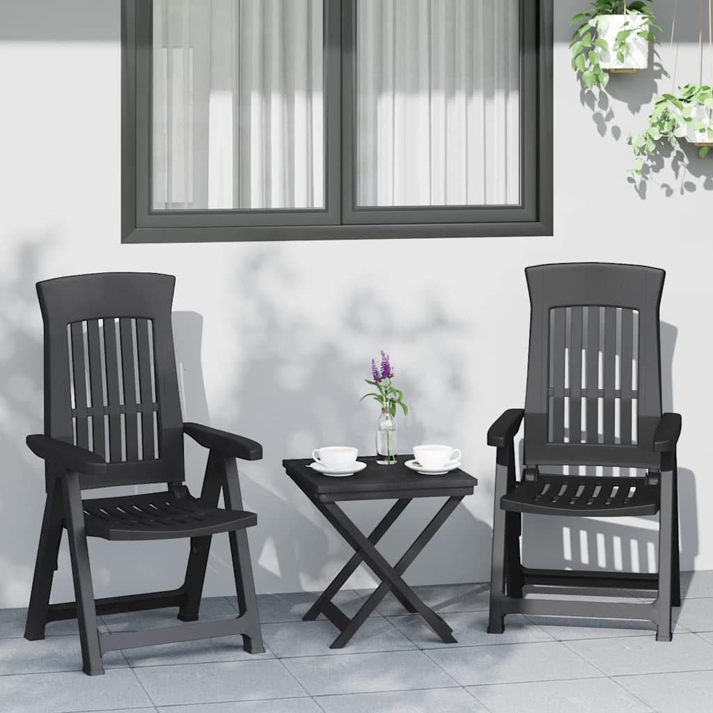 Cadeiras de jardim reclináveis 2 pcs PP antracite