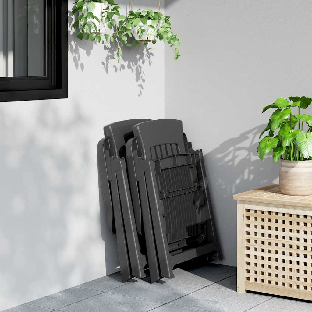 Cadeiras de jardim reclináveis 2 pcs PP antracite
