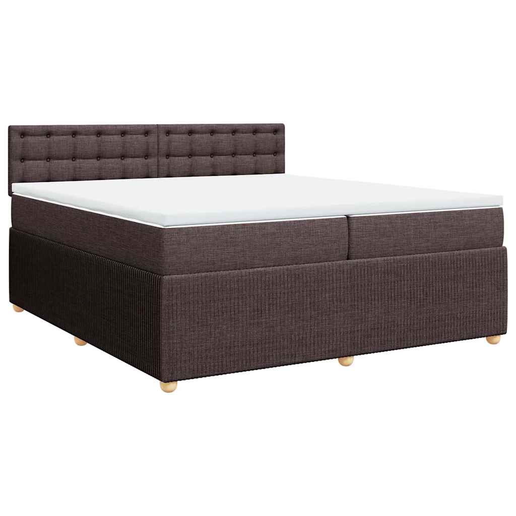 Cama com molas/colchão 200x200 cm tecido castanho-escuro