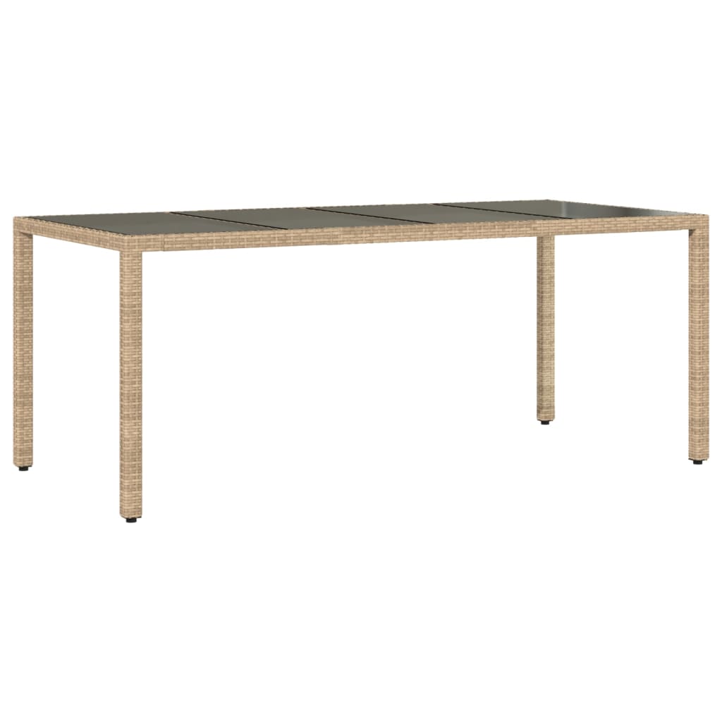 7 Pcs conjunto jantar jardim com almofadões vime PE/vidro bege