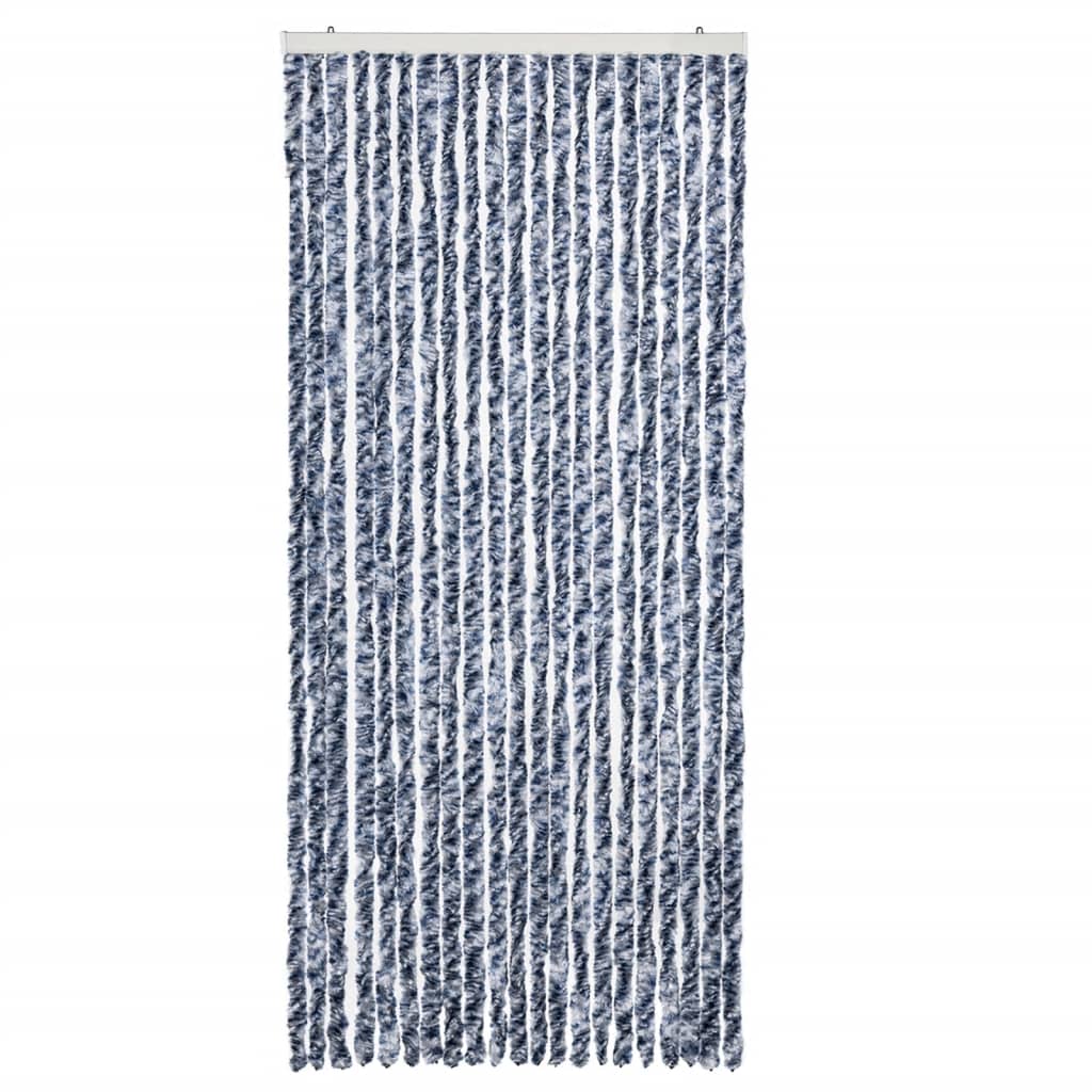 Cortina anti-insetos 90x200 cm chenille azul e branco