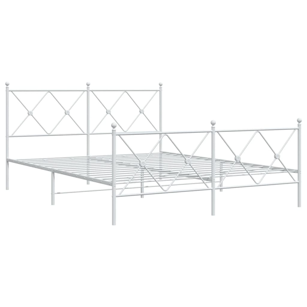 Estrutura de cama com cabeceira e pés 150x200 cm metal branco