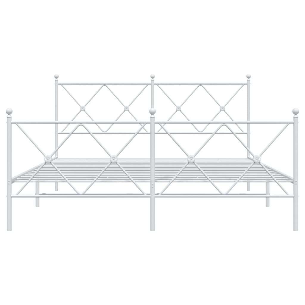 Estrutura de cama com cabeceira e pés 150x200 cm metal branco