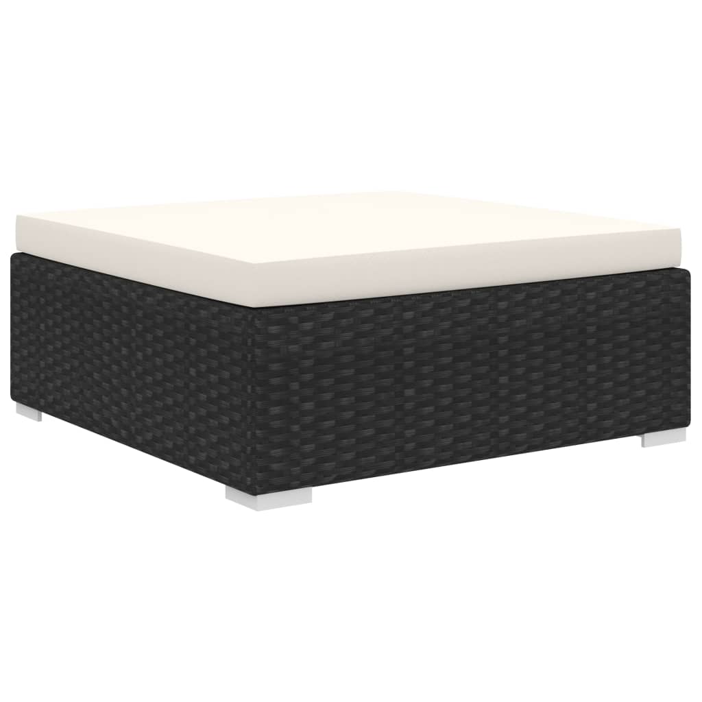 8 Pcs conjunto lounge de jardim c/ almofadões vime PE preto