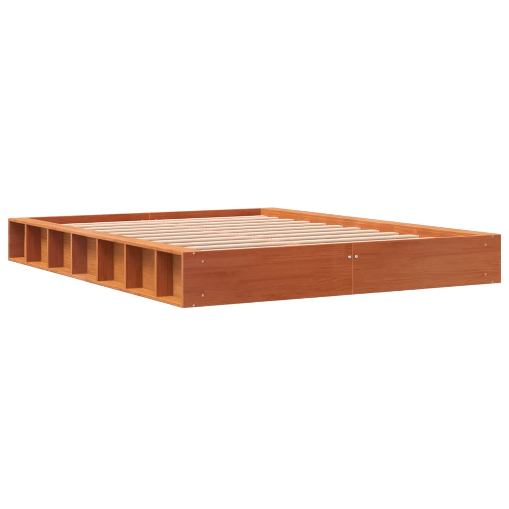 Cama sem colchão 120x190 cm madeira pinho maciça castanho-mel