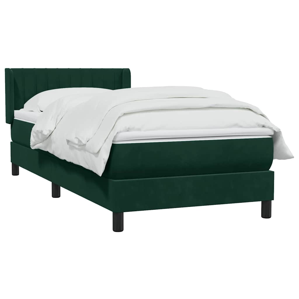 Cama com molas/colchão verde-escuro 80x220 cm veludo
