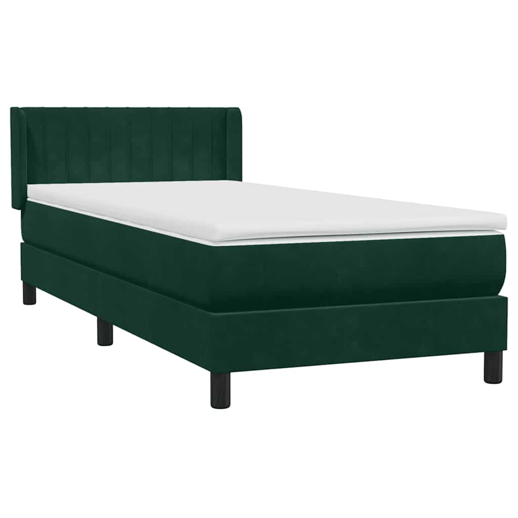 Cama com molas/colchão verde-escuro 80x220 cm veludo