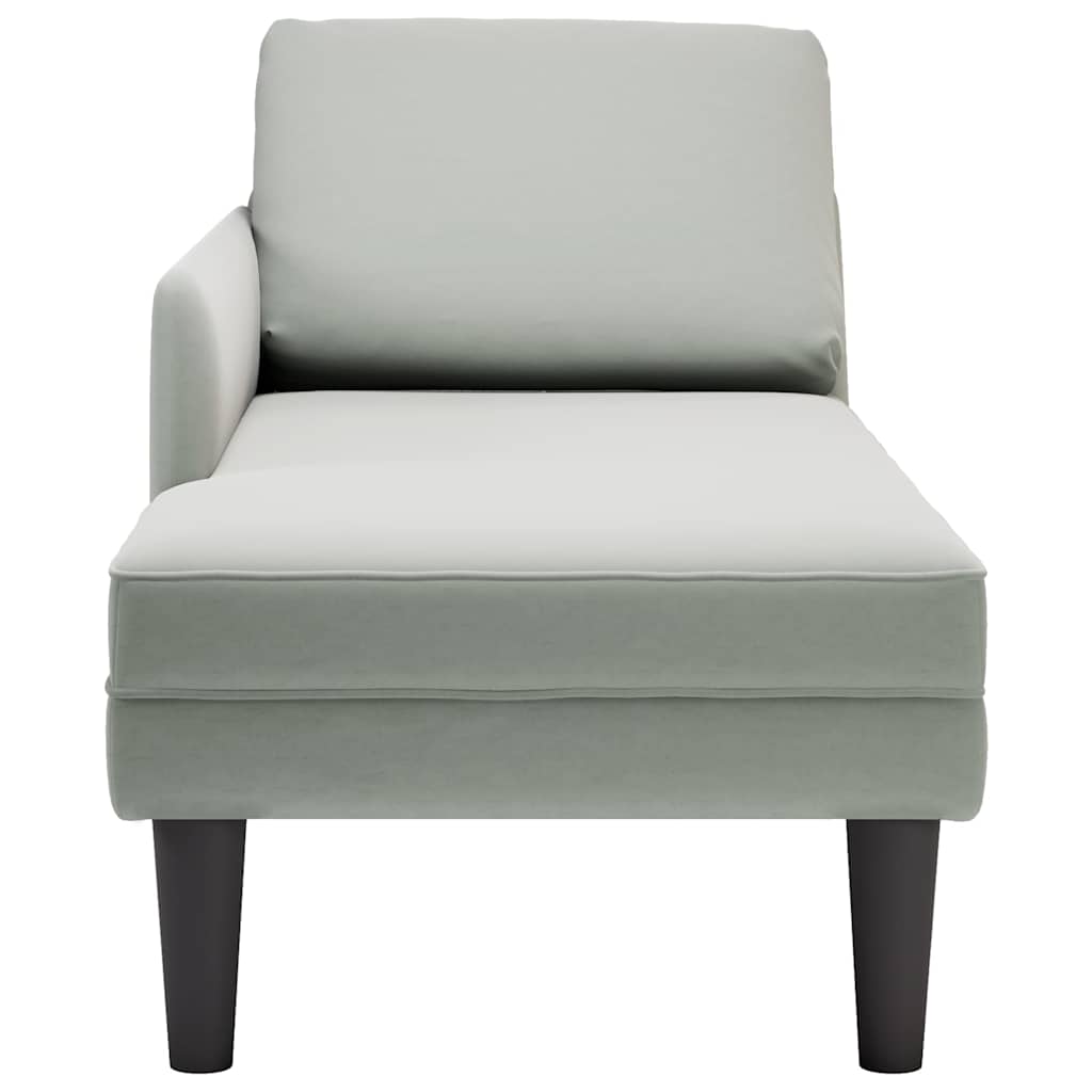 Chaise lounge c/ almofada/apoio de braços direito veludo