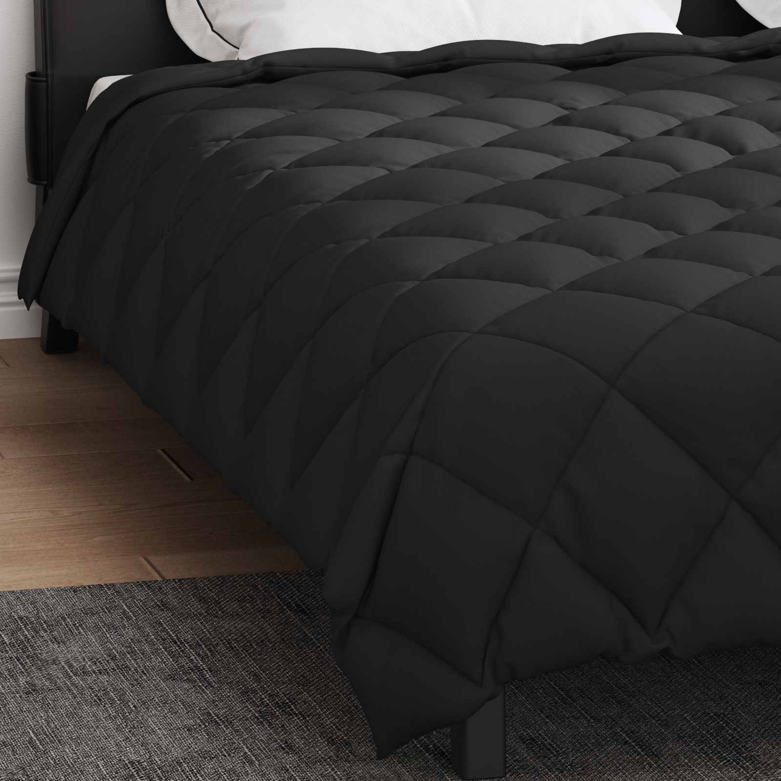 Edredom de inverno 220 x 260 cm 450 gsm preto