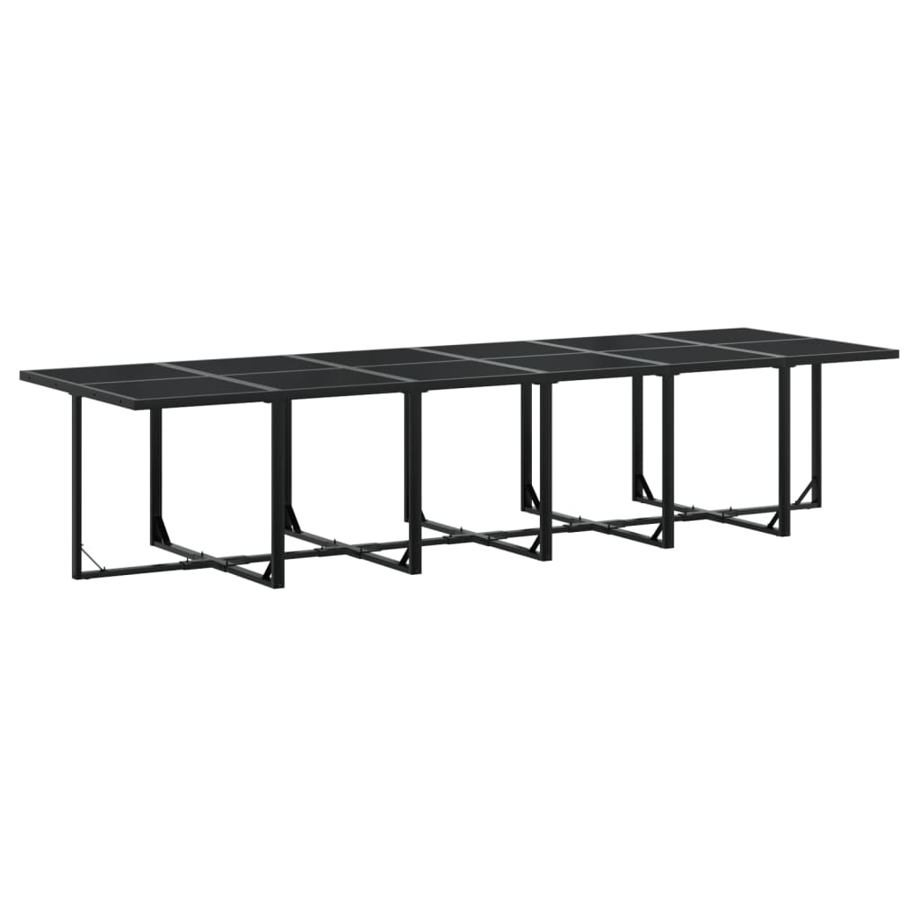 17 Pcs conj. de jantar p/ jardim c/ almofadões textilene preto