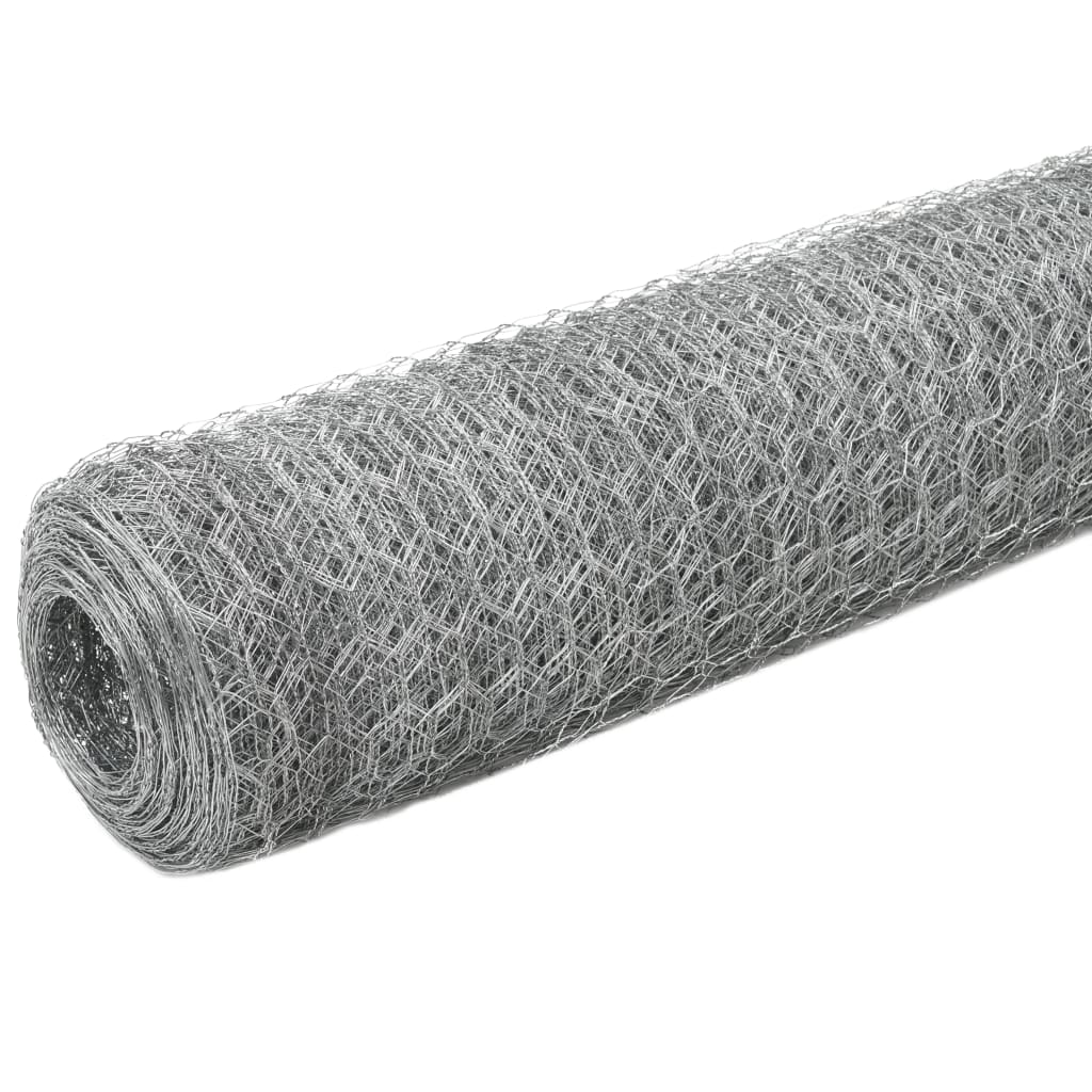 Rede de arame p/ galinheiro 25x1,2 m aço galvanizado prateado