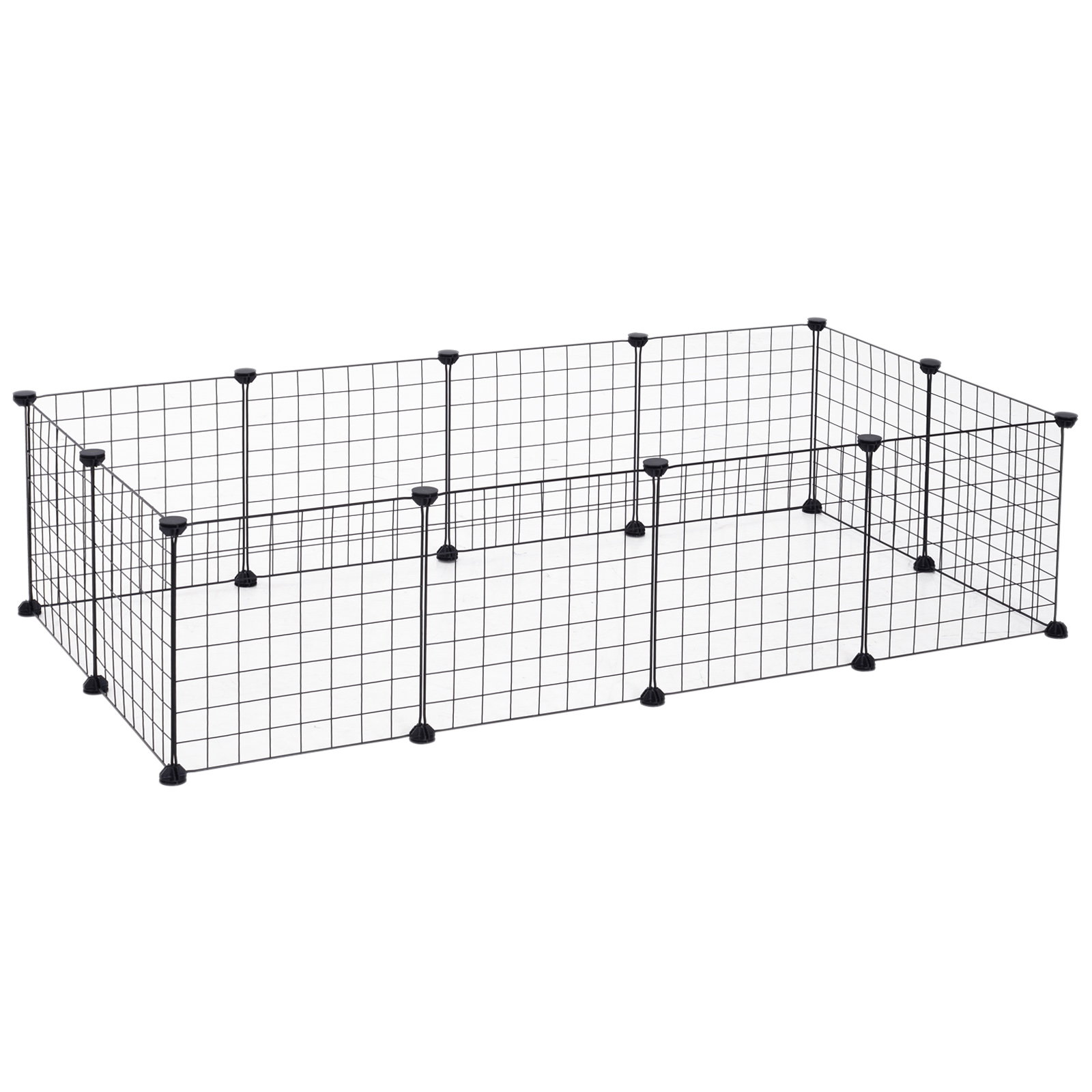 Recinto de metal para pequenos animais de estimação com 12 painéis desmontável DIY 106x73x36 cm preto