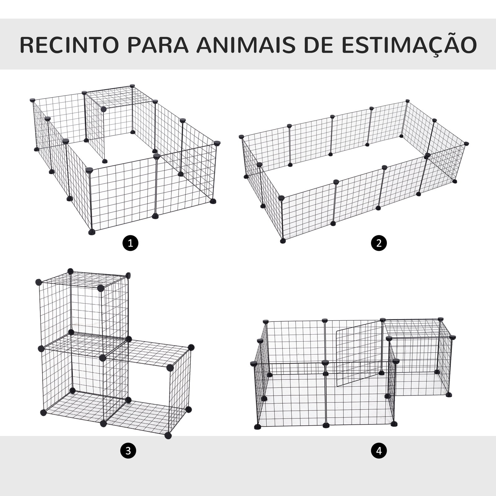 Recinto de metal para pequenos animais de estimação com 12 painéis desmontável DIY 106x73x36 cm preto