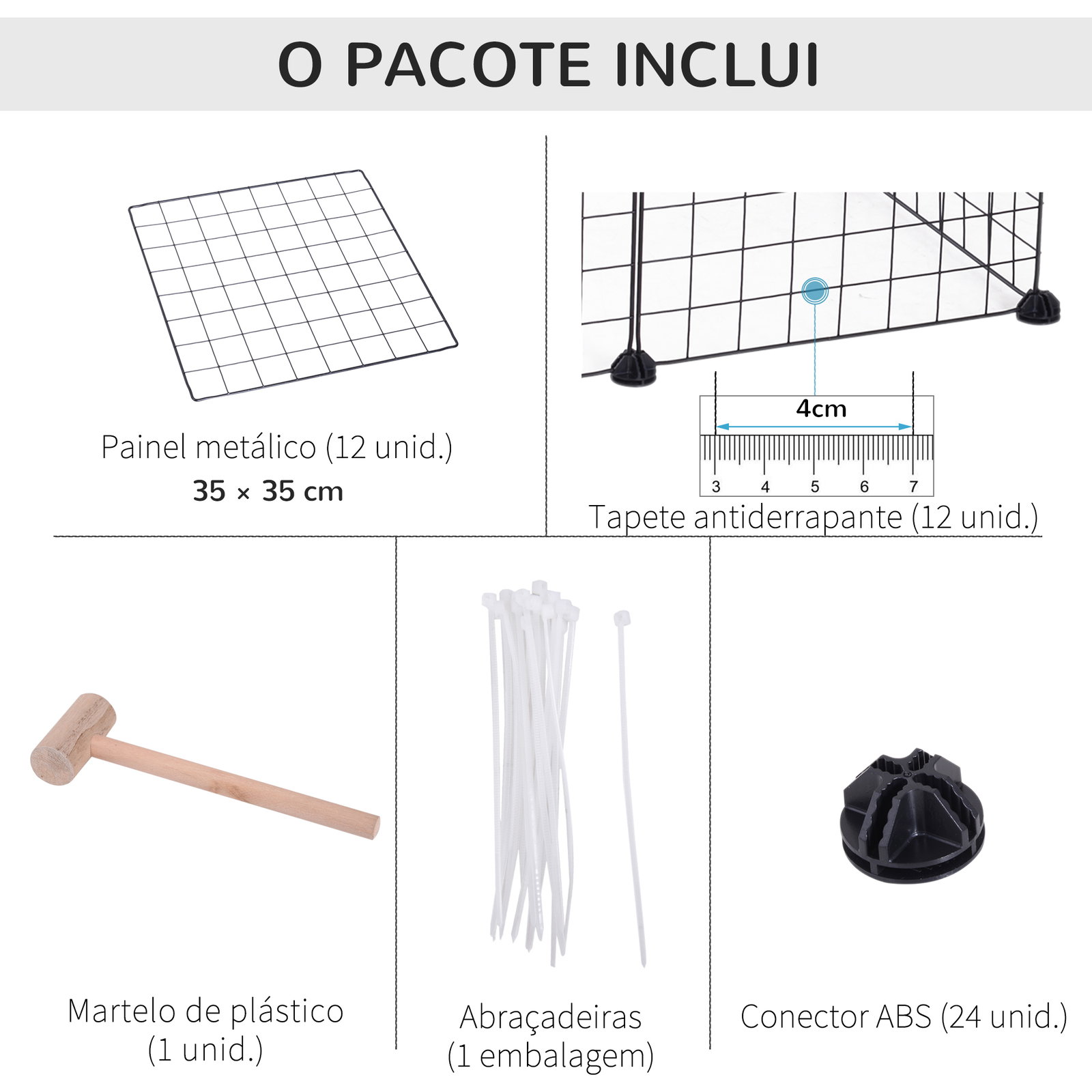 Recinto de metal para pequenos animais de estimação com 12 painéis desmontável DIY 106x73x36 cm preto
