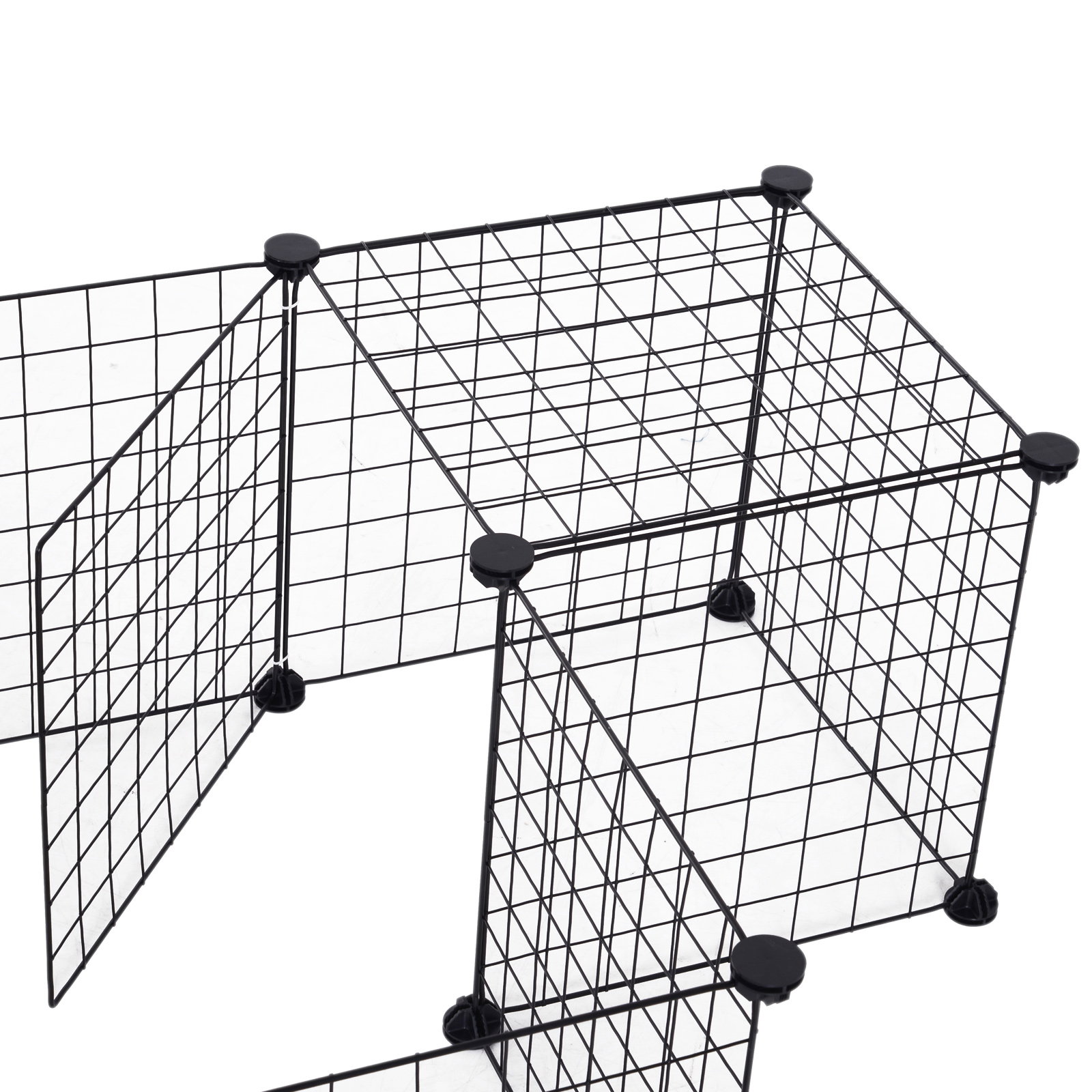 Recinto de metal para pequenos animais de estimação com 12 painéis desmontável DIY 106x73x36 cm preto