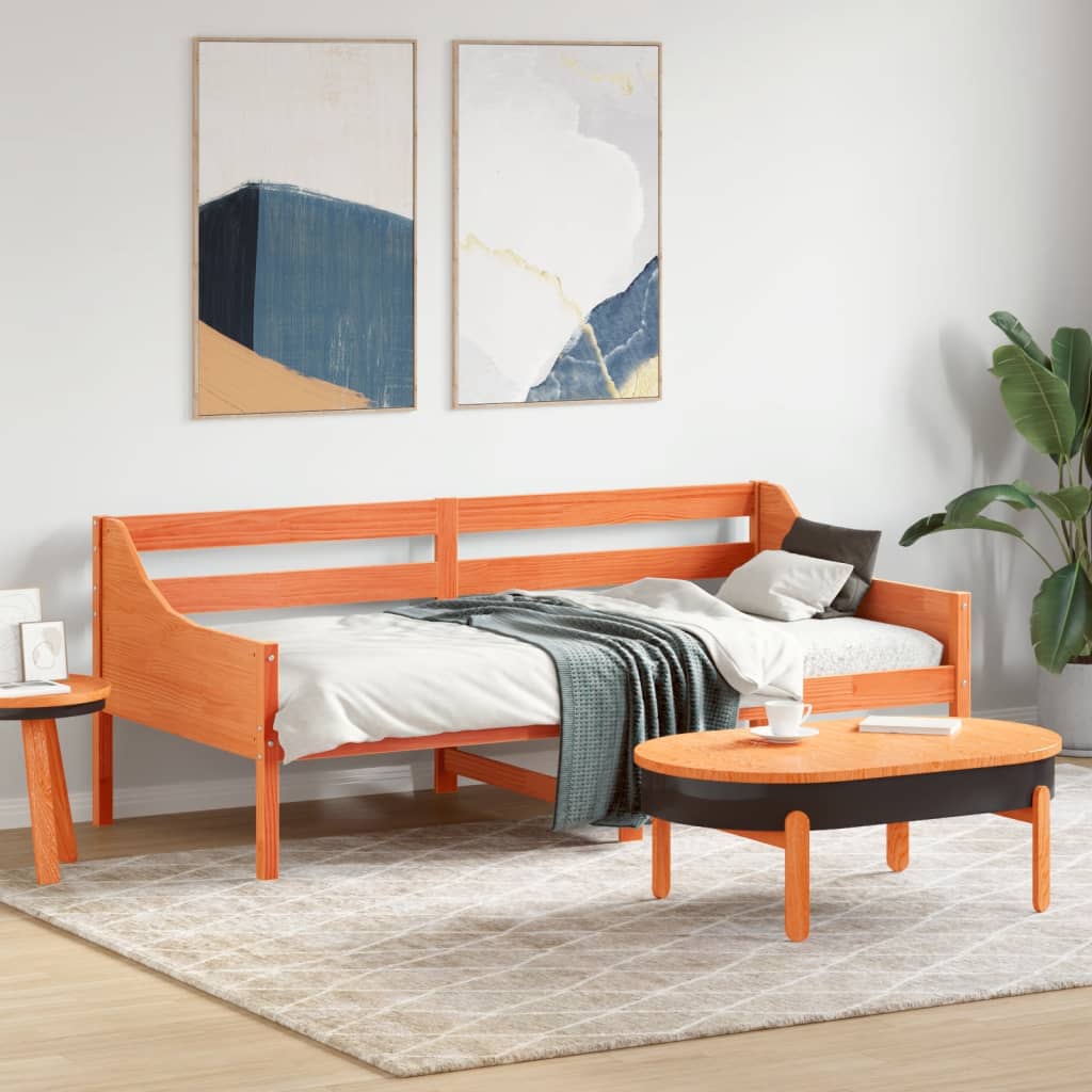 Sofá-cama sem colchão 90x190 cm pinho maciço castanho-mel