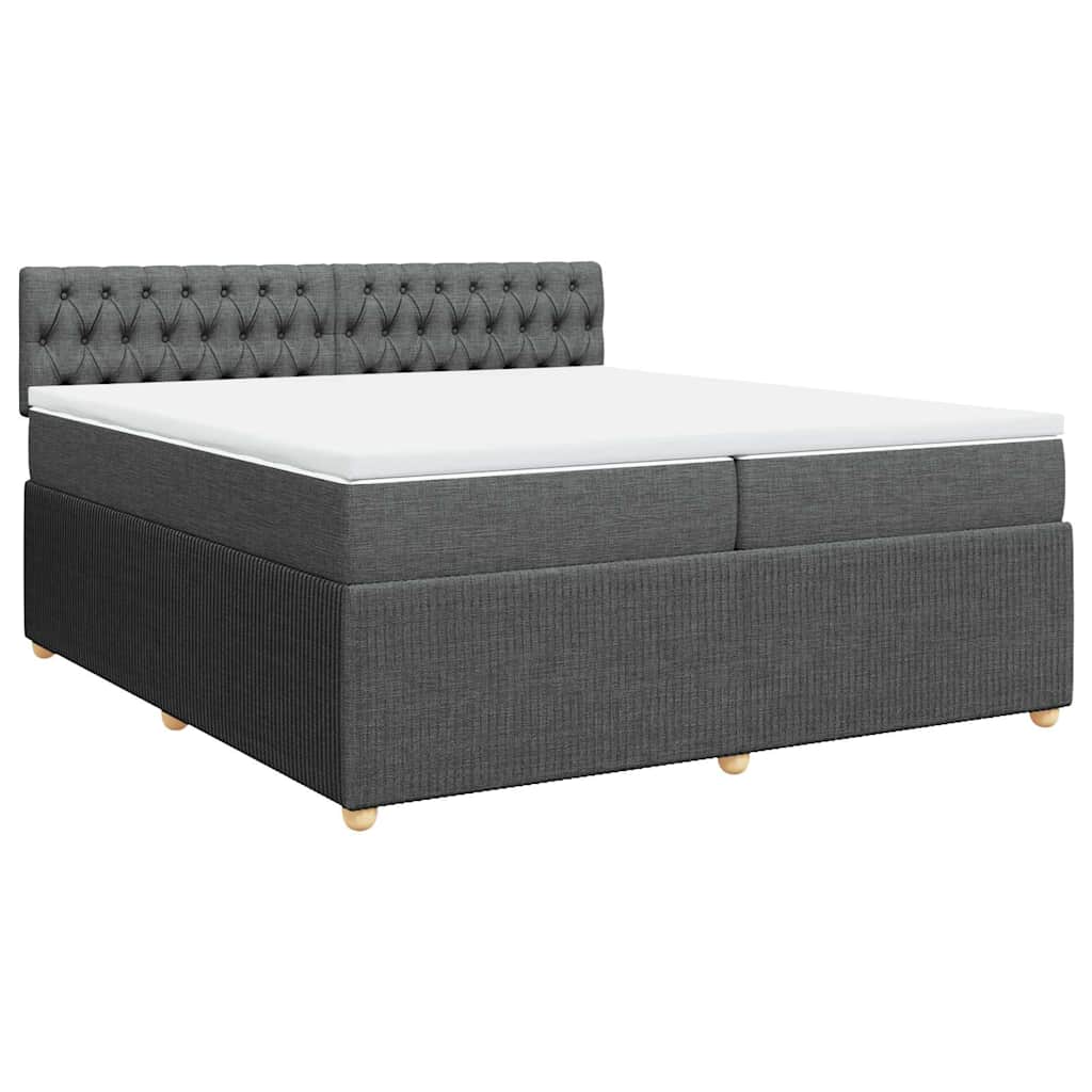 Cama com molas/colchão 200x200 cm tecido cinzento-escuro