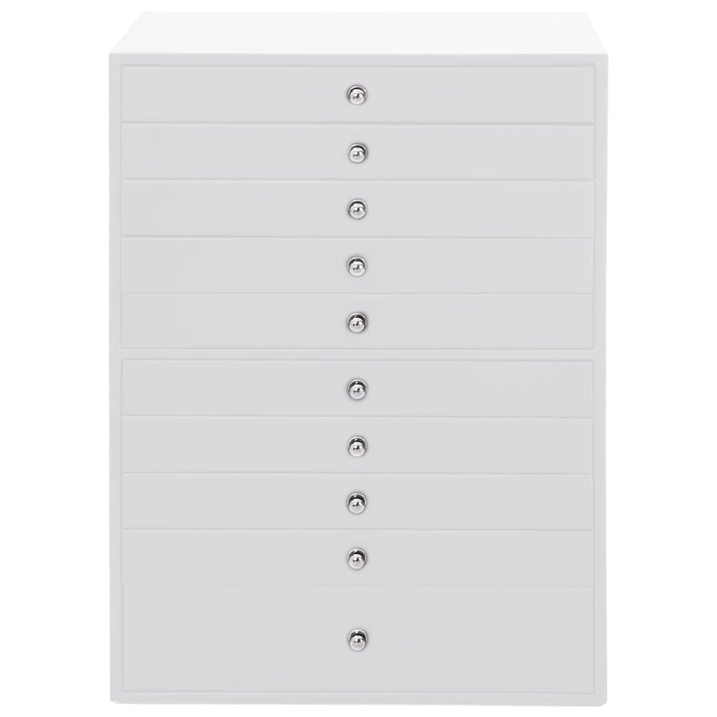 Caixa para joias 10 camadas com porta-relógios branca 29x20,5x40,5 cm