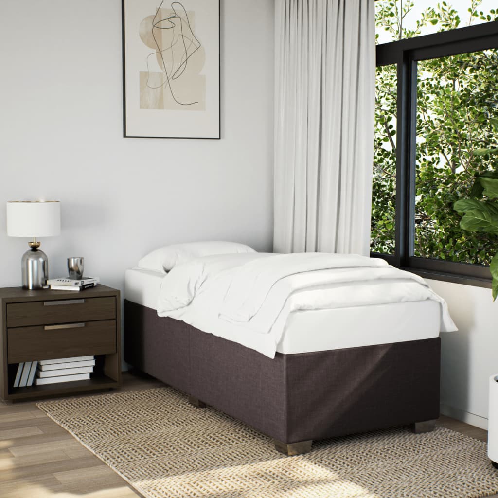 Estrutura de cama sem colchão 90x190 cm tecido castanho-escuro