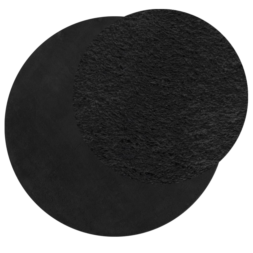 Tapete pelo curto macio e lavável huarte ø 80 cm preto