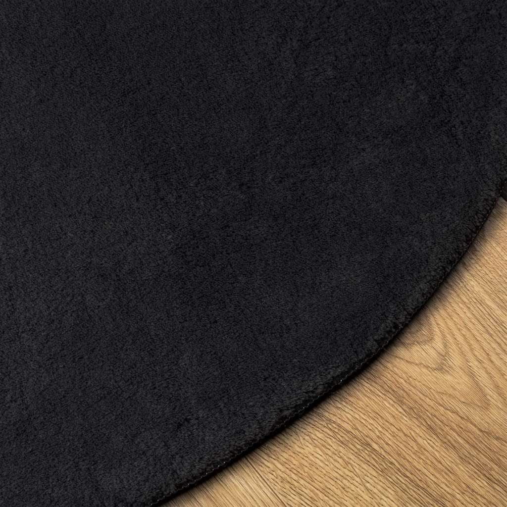 Tapete pelo curto macio e lavável huarte ø 80 cm preto