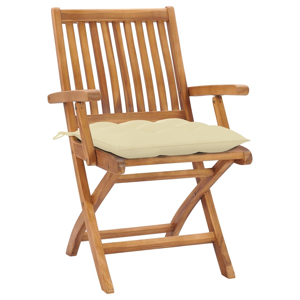 Cadeiras de jardim dobráveis c/ almofadões 8 pcs teca maciça