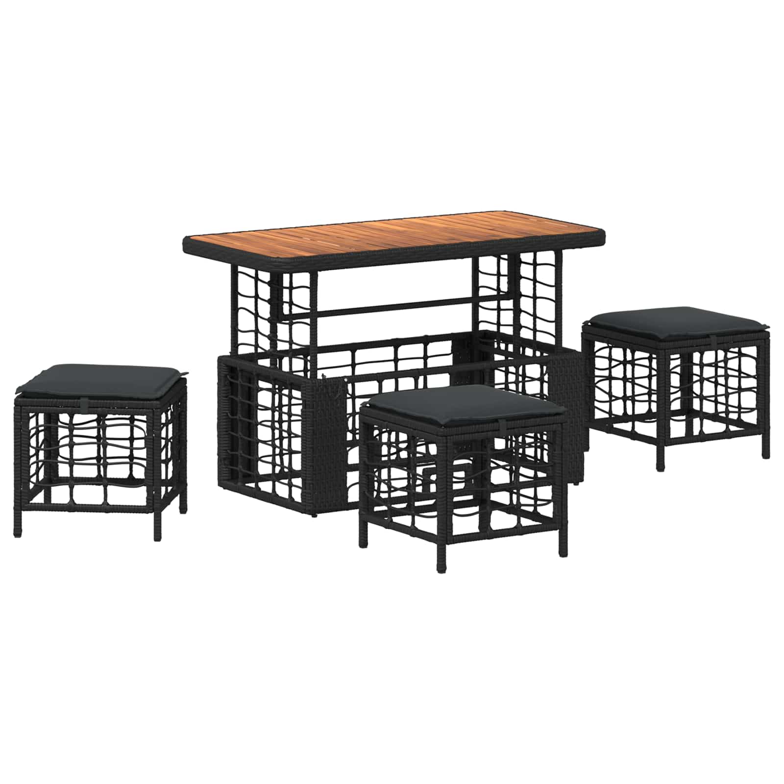 Conjunto de jantar para jardim 4 unid. preto e cinza