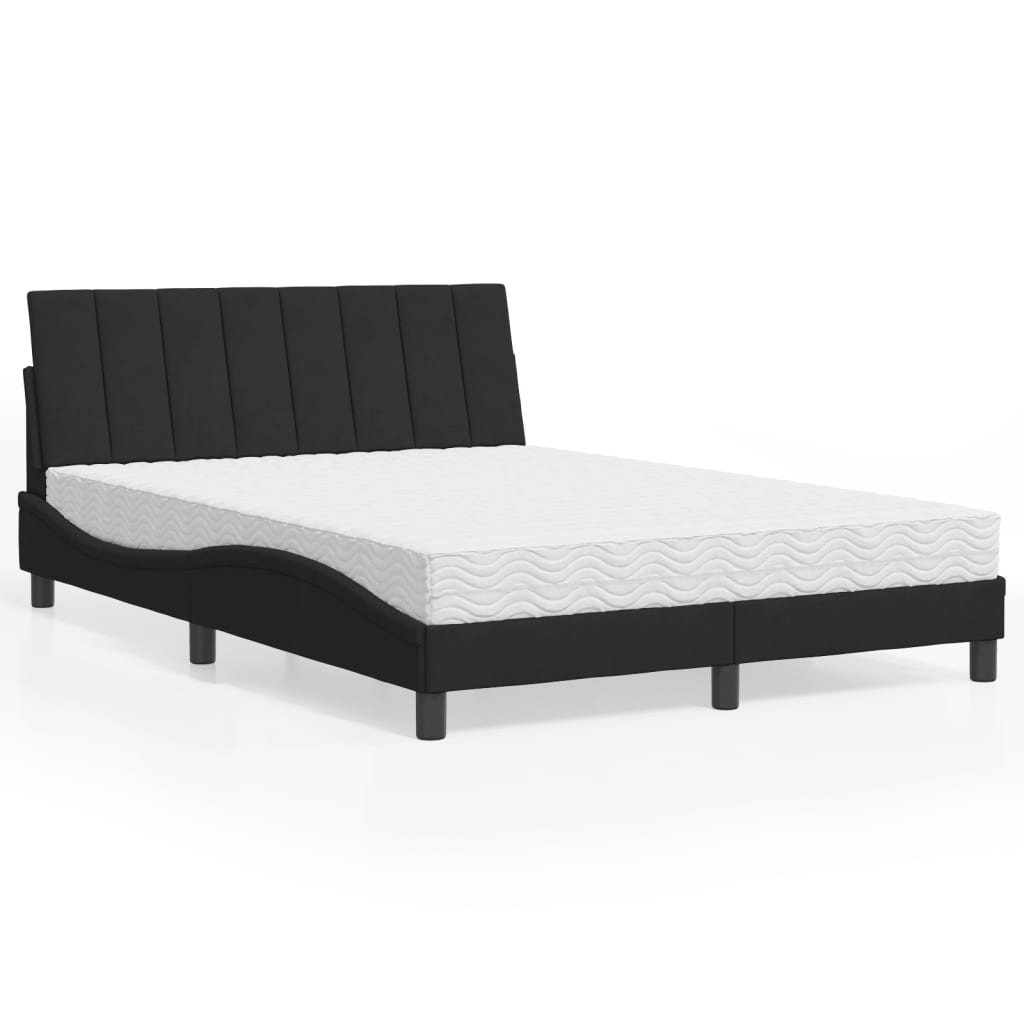 Cama com colchão hanko 140x190 cm veludo preto