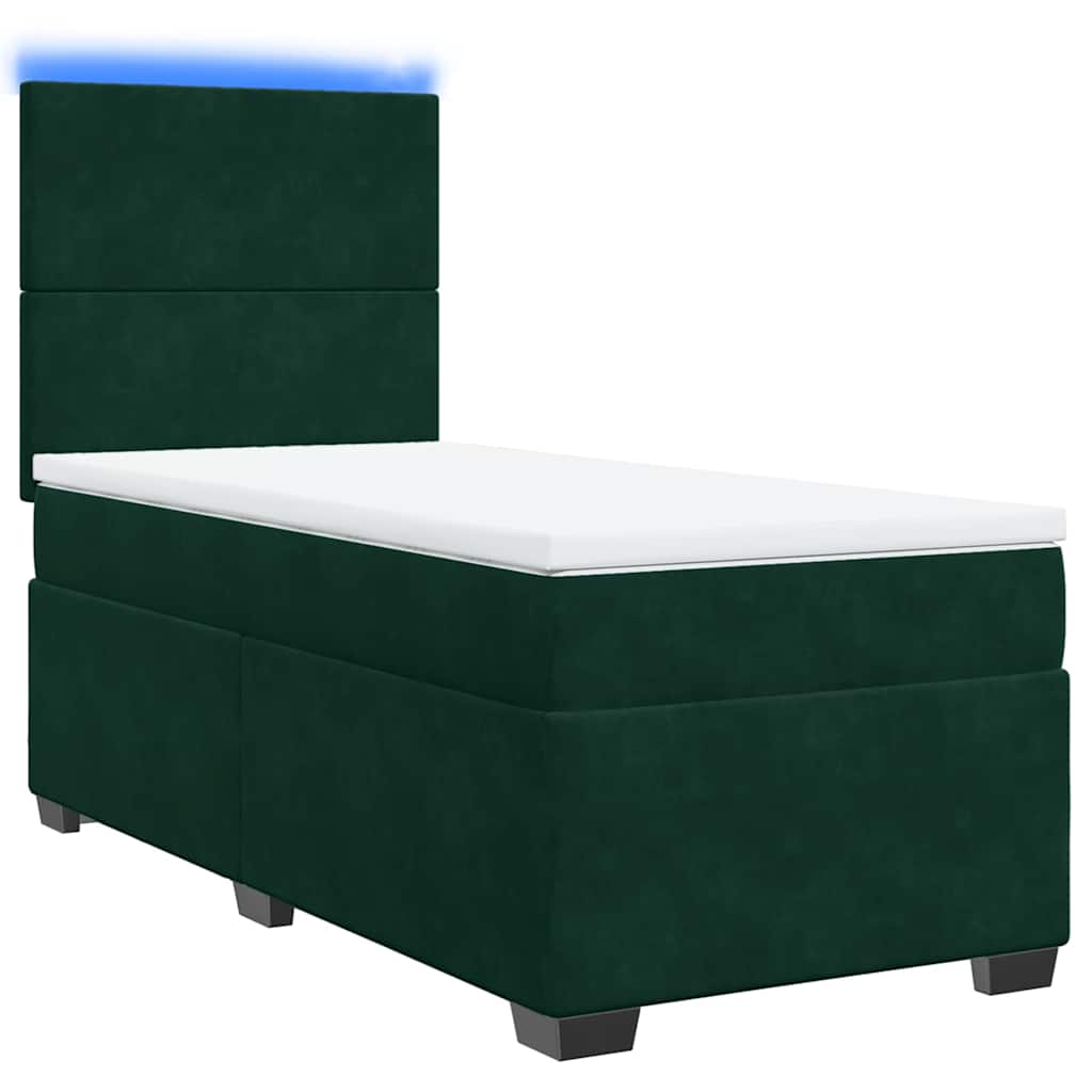 Cama com molas/colchão 80x200 cm veludo verde-escuro