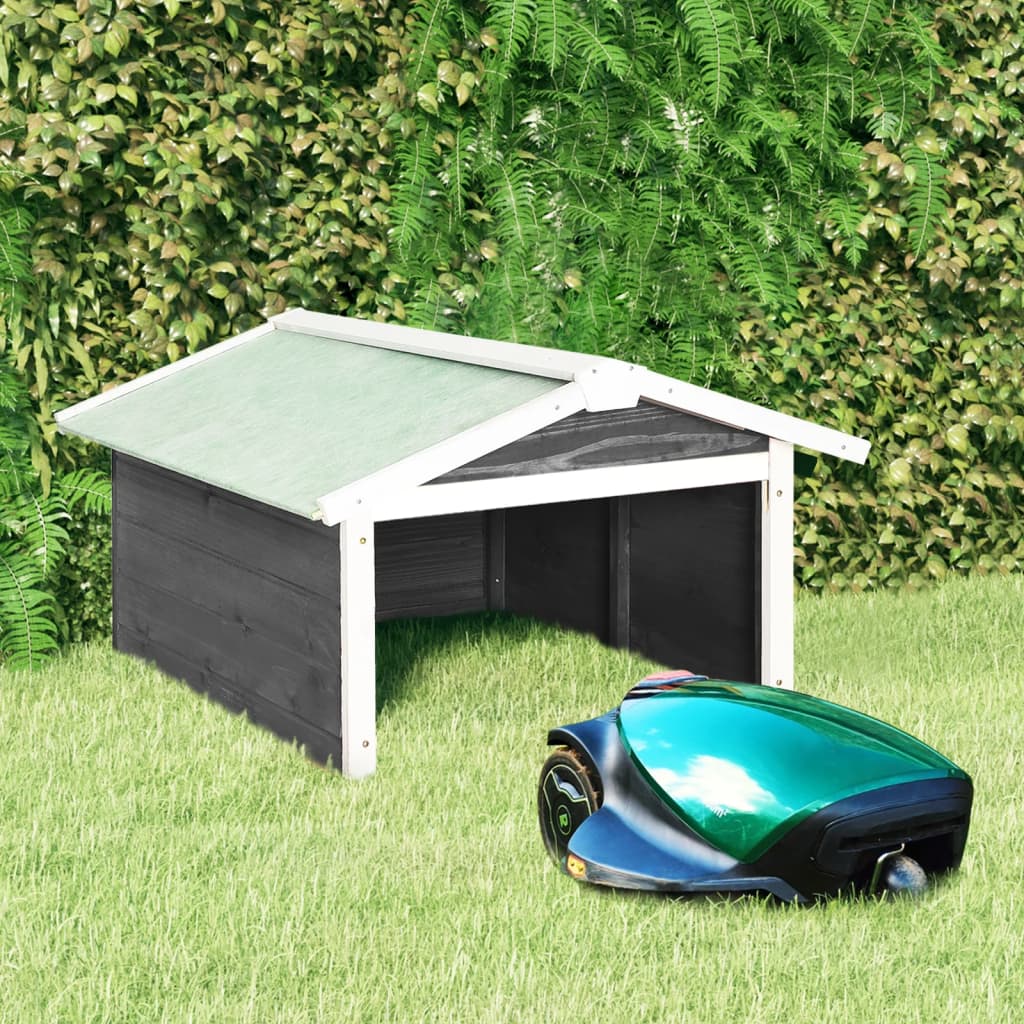 Abrigo p/ cortador de relva 72x87x50 cm abeto cinzento e branco