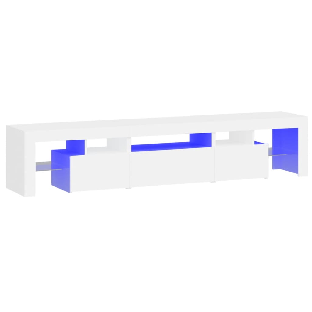 Móvel de TV com luzes LED 200x36,5x40 cm branco
