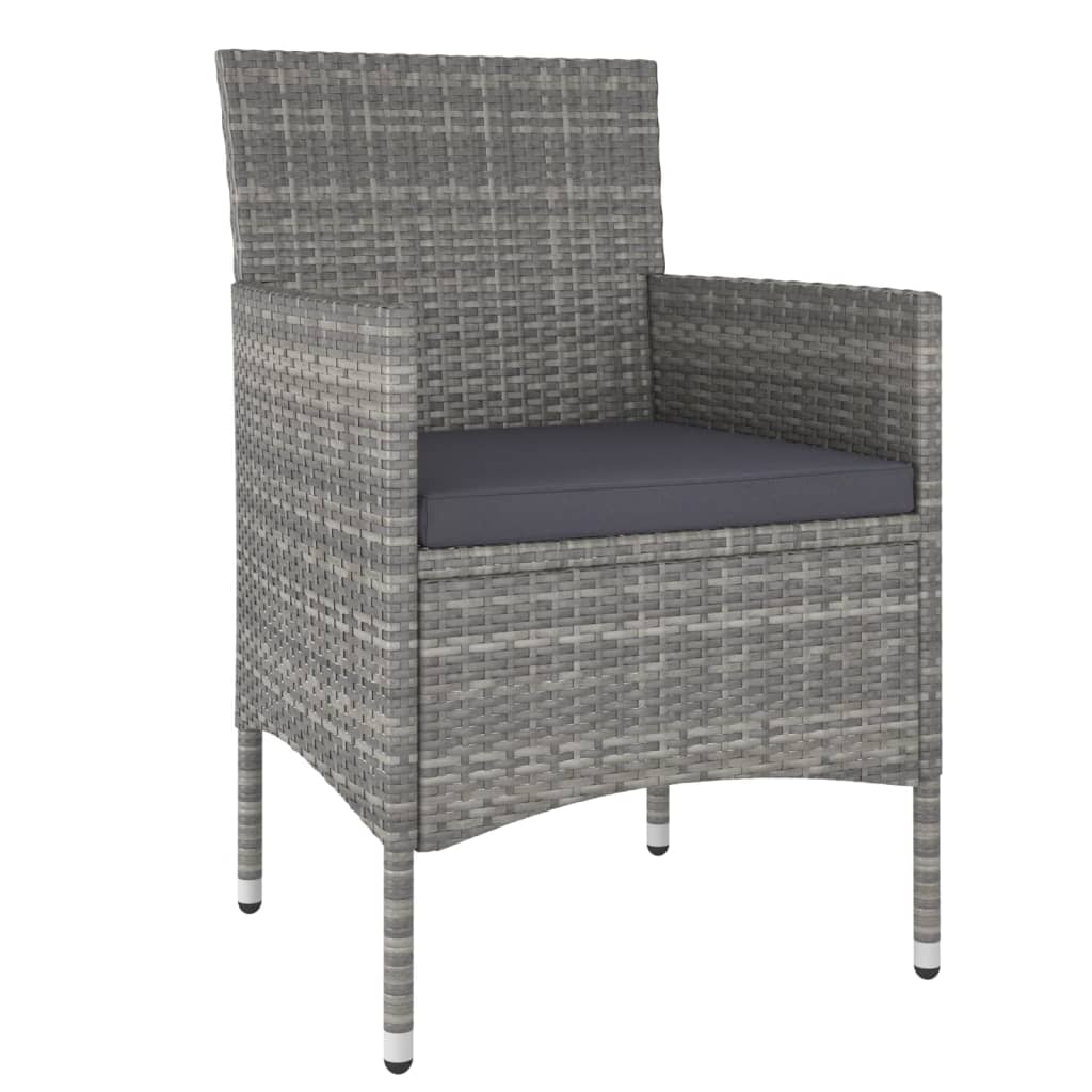 5 Pcs conjunto bistrô de jardim vime PE/acácia maciça cinzento