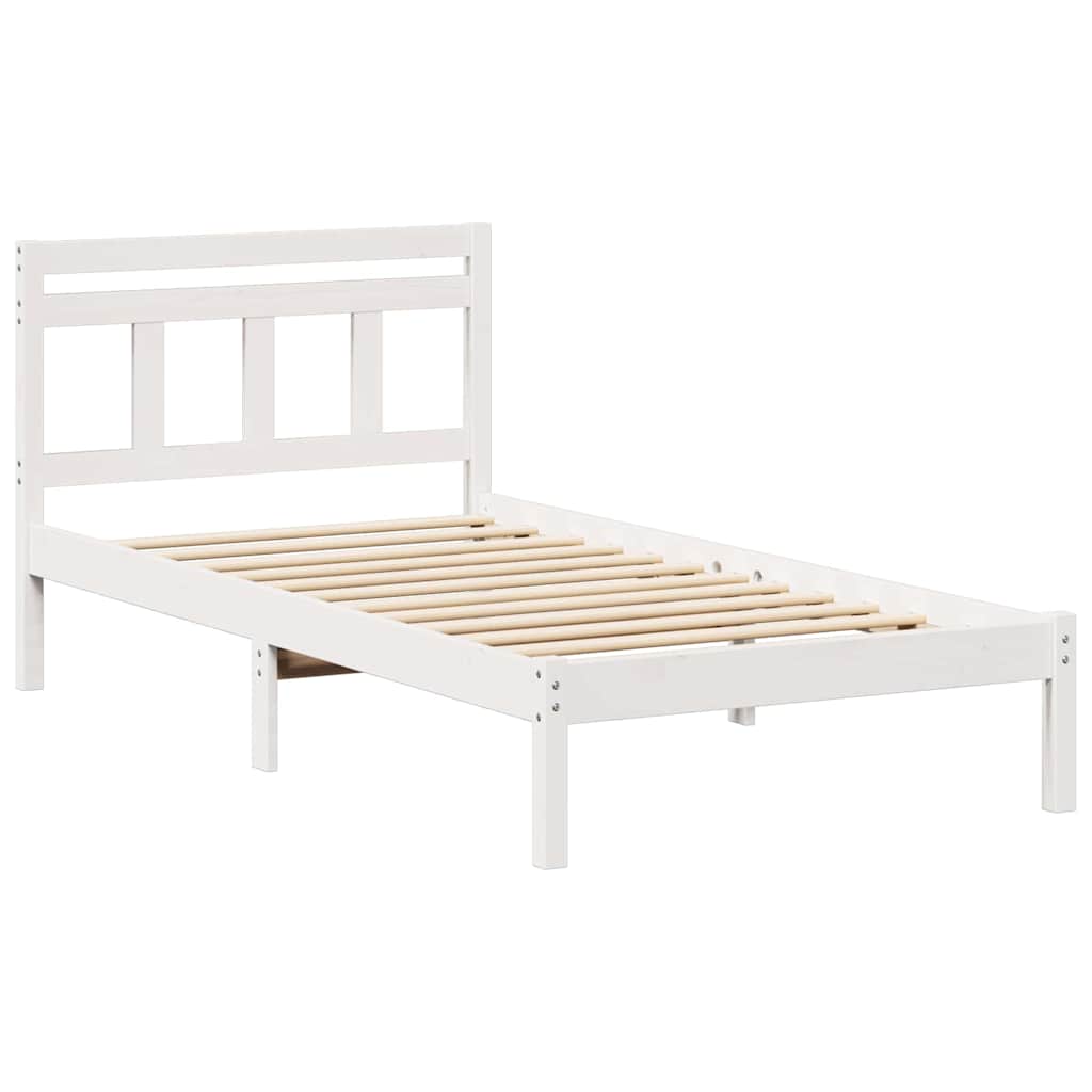 Estrutura da cama branco 80 x 200 cm madeira de pinheiro sólida