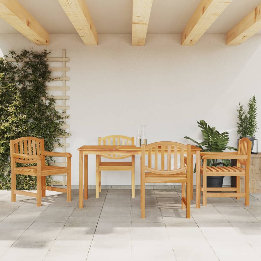 5 Pcs conjunto de jantar p/ jardim madeira de teca maciça