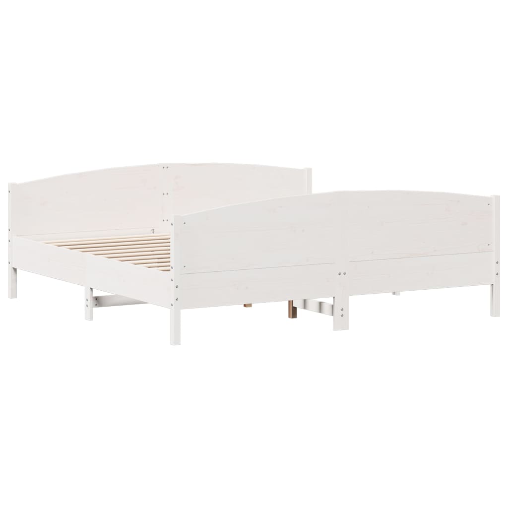 Cama sem colchão 200x200 cm madeira de pinho maciça branco