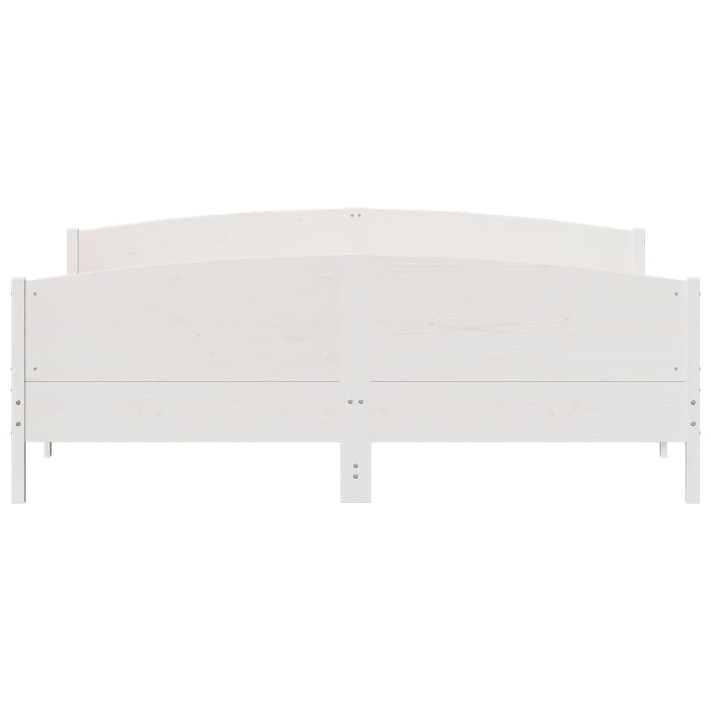 Cama sem colchão 200x200 cm madeira de pinho maciça branco
