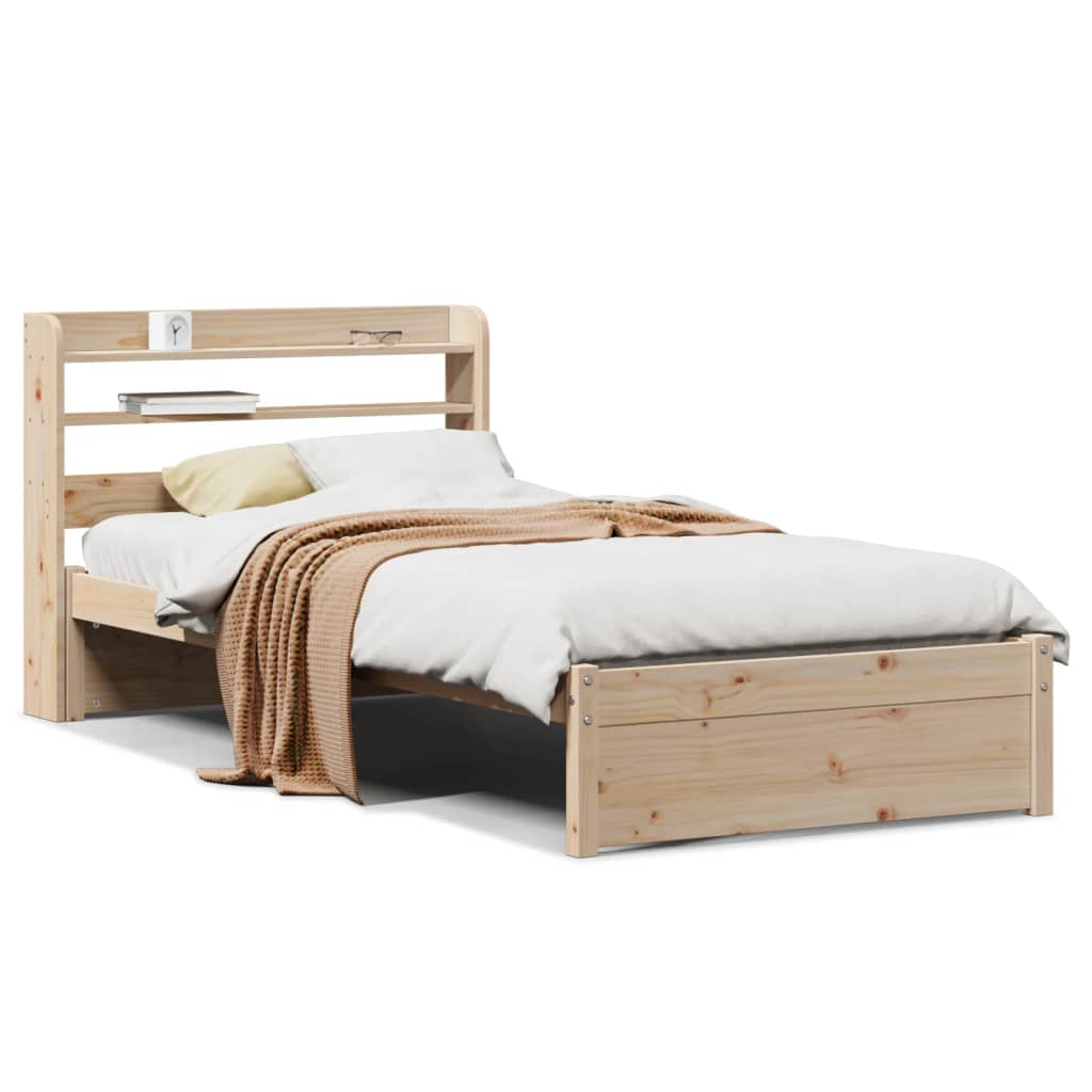Estrutura de cama com cabeceira 75x190 cm pinho maciço