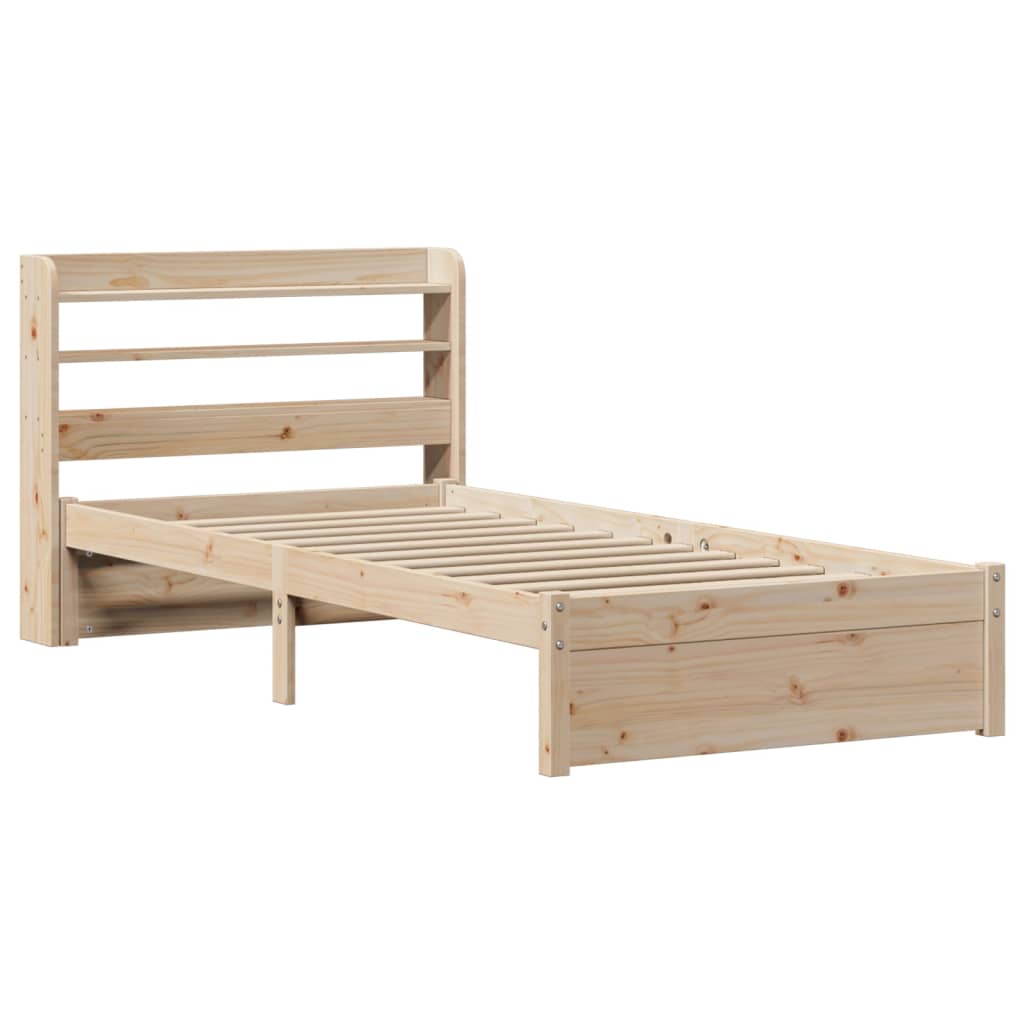 Estrutura de cama com cabeceira 75x190 cm pinho maciço