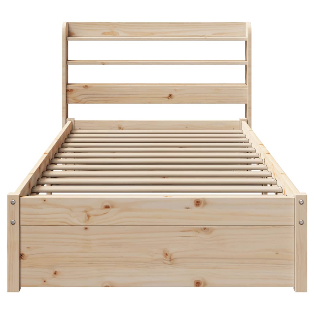 Estrutura de cama com cabeceira 75x190 cm pinho maciço