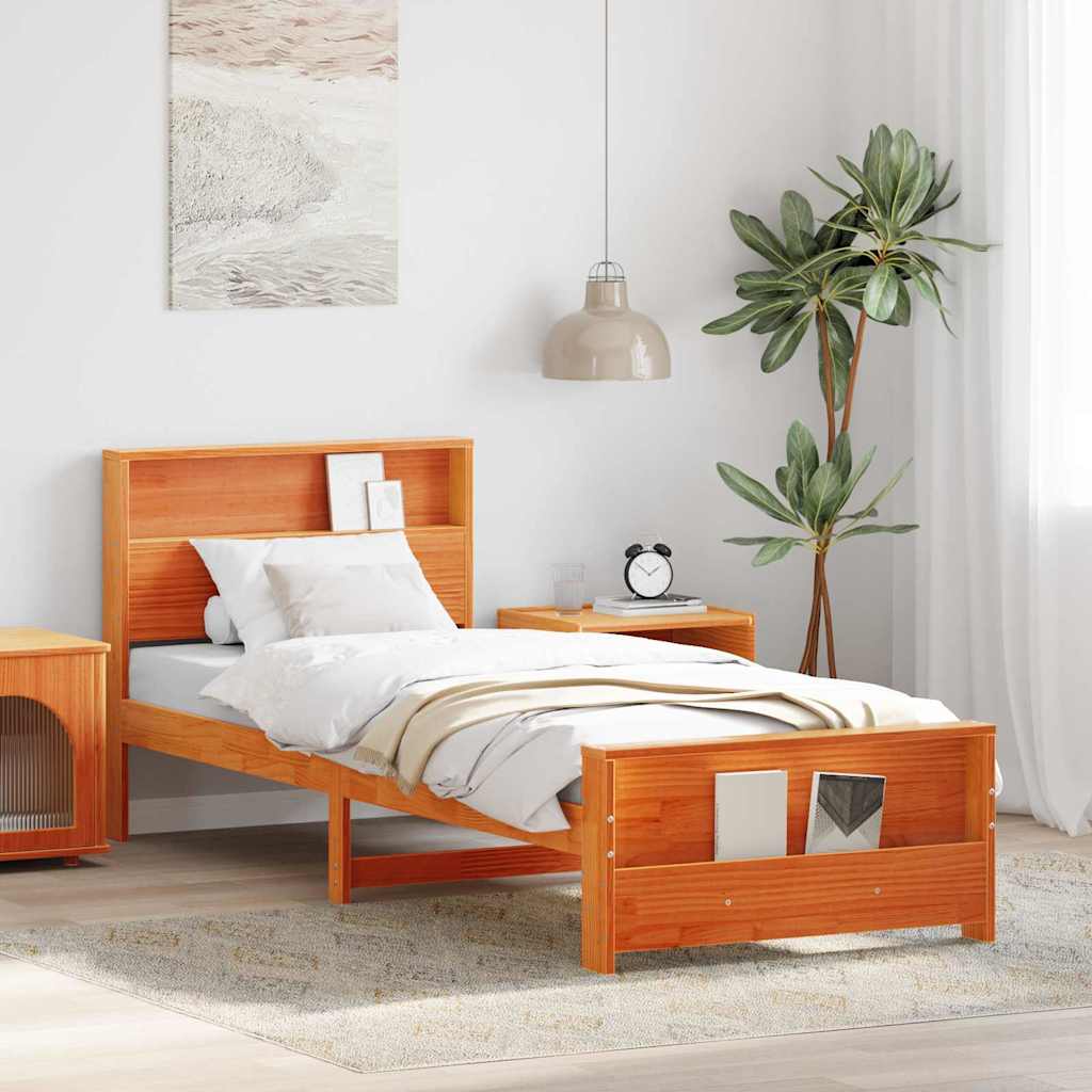 Estrutura da cama marrom cera 100 x 200 cm madeira processada