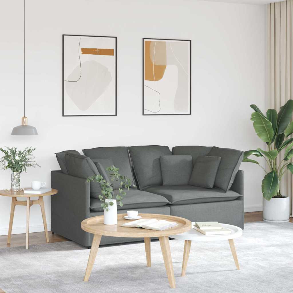 Sofá modular com almofadas tecido cinzento-escuro