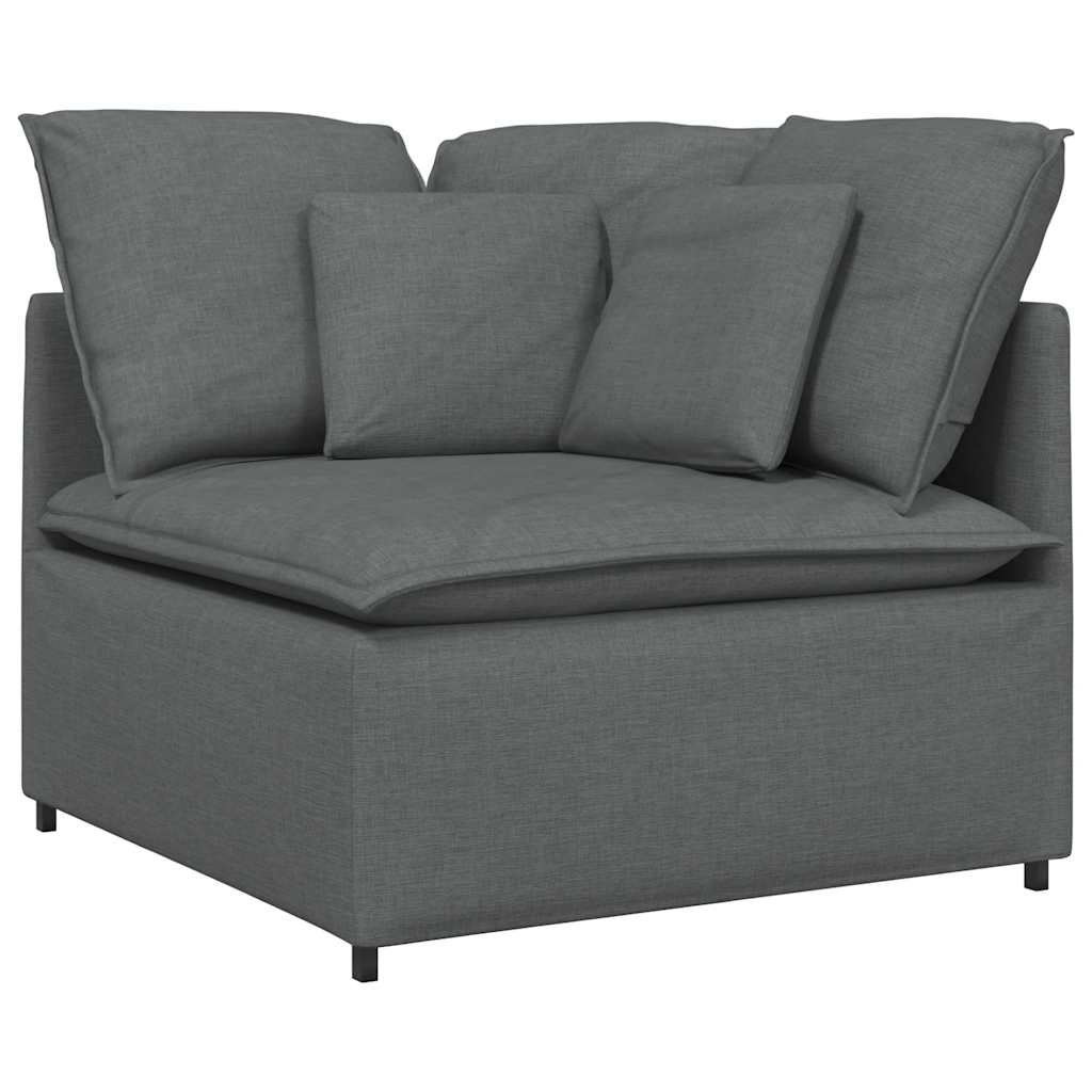 Sofá modular com almofadas tecido cinzento-escuro