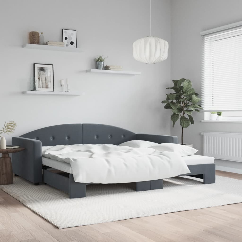 Sofá-cama com gavetão 100x200 cm veludo cinzento-escuro