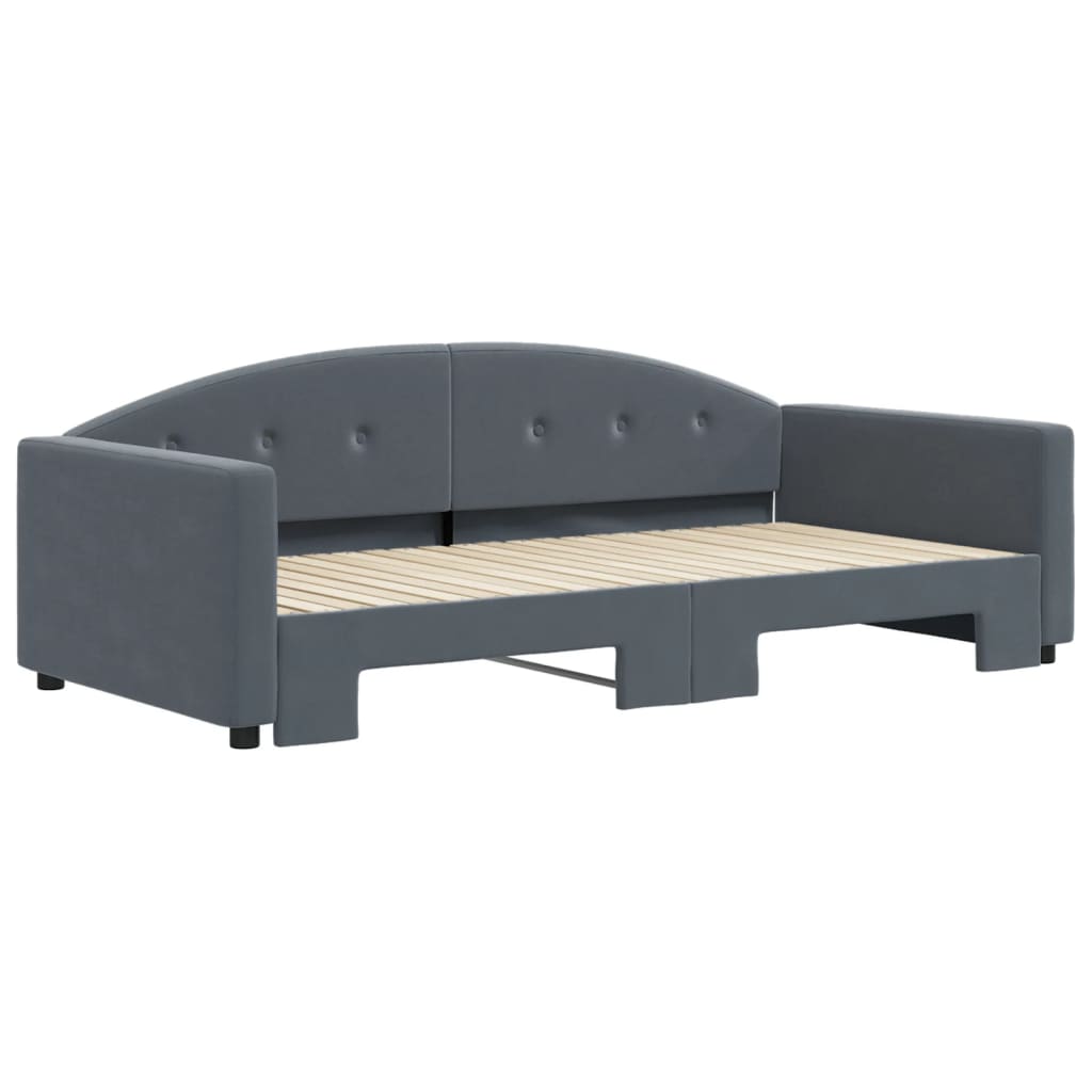 Sofá-cama com gavetão 100x200 cm veludo cinzento-escuro